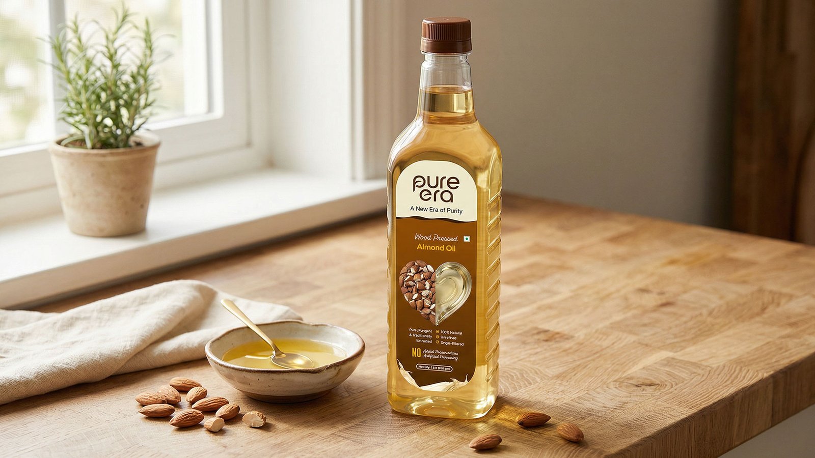 pure era almond oil packaging design