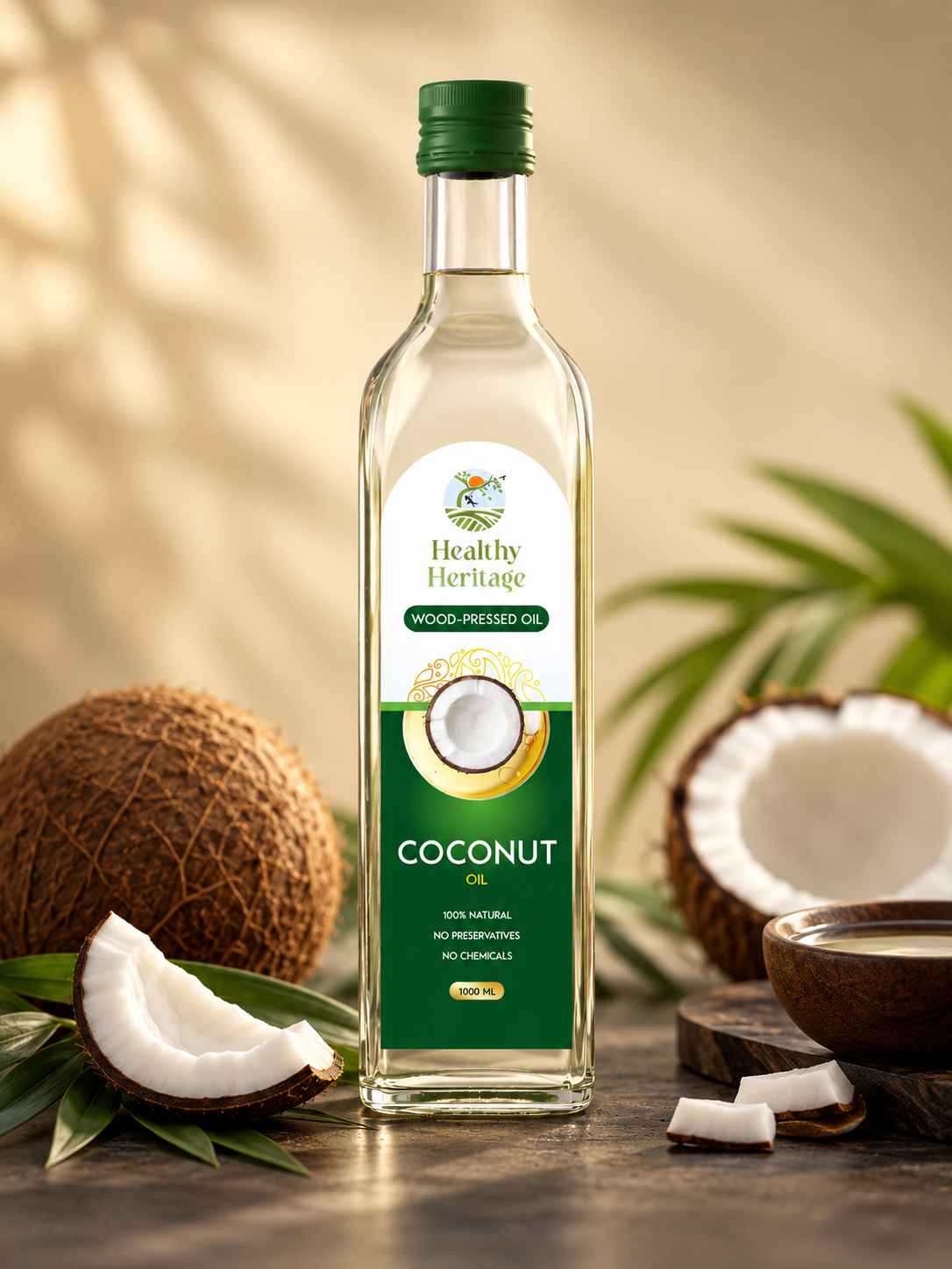 healthy heritage coconut oil packaging design