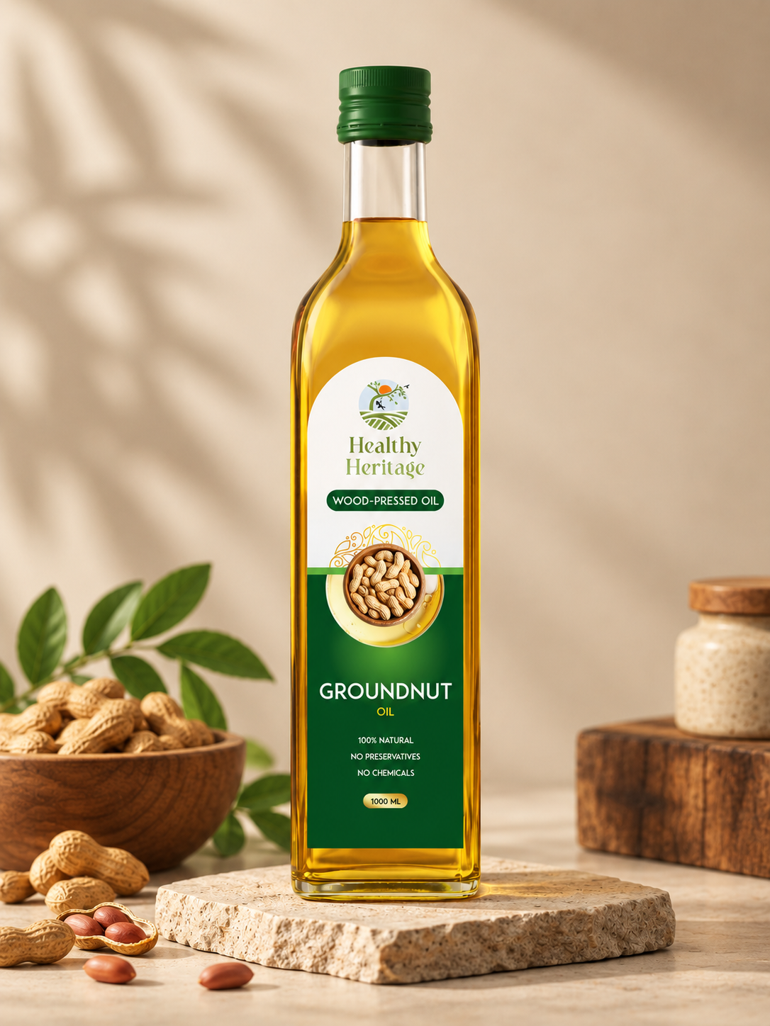 healthy heritage groundnut oil packaging design