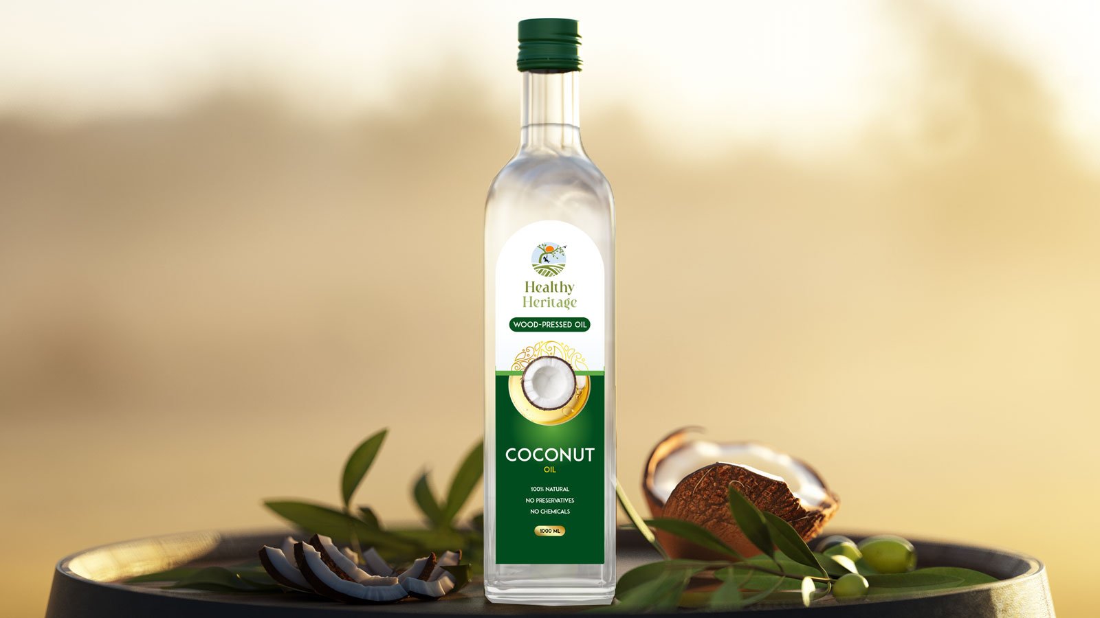 healthy heritage coconut oil packaging design
