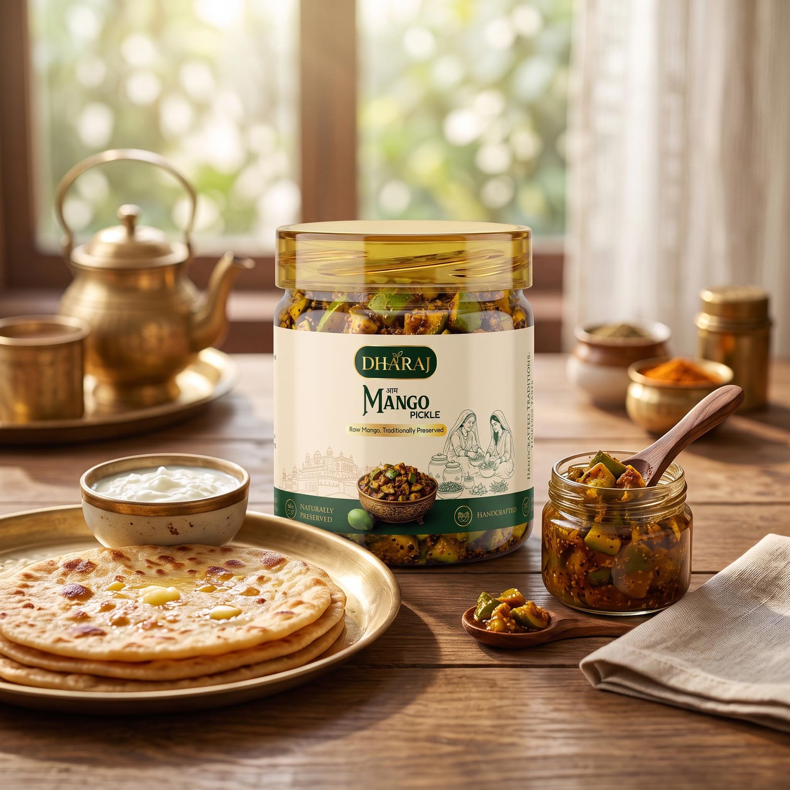 Dharaj mango pickle label design